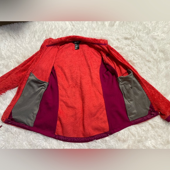 The North Face Jacket Womens S Red Pink Tech Osito Full Zip Fleece Cozy Furry - Picture 2 of 12